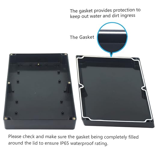 Junction Box, Zulkit Project Box IP65 Waterproof Outdoor Box ABS Plastic Electrical Boxes Electronic Enclosure Black 10.4 x 7.2 x 2.4 inch(263 x 182 x 60 mm)(Pack of 1) - Image 4