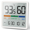 NOKLEAD Indoor Hygrometer Thermometer - Desktop Digital Temp & Humidity Monitor, Accurate Room Gauge with Clock & Calibration (White) by NOKLEAD