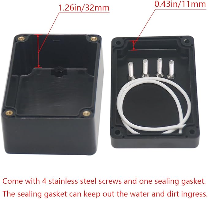 2 Pack Project Box ABS Plastic Black Electrical Boxes IP65 Waterproof DIY Electronic Junction Box Power Enclosure 3.94x2.68x1.97 inch(100 x 68 x50 mm) - Image 4