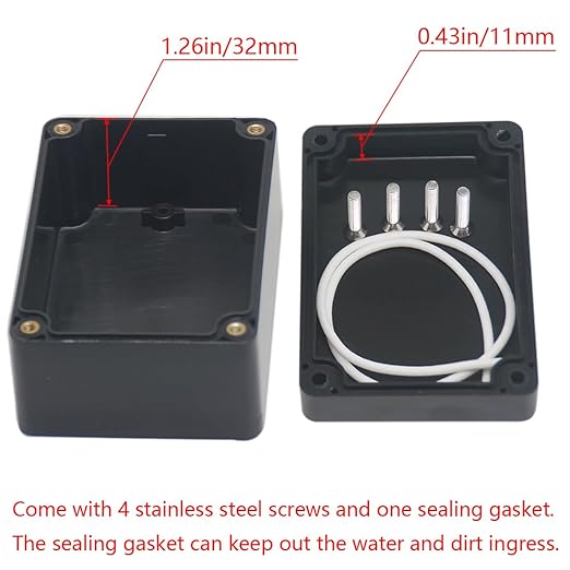 2 Packs Junction Box IP65 Waterproof ABS Plastic Electrical Project Case Power Junction Boxes, Project Box with 8 PCS M16 Cable Glands 3.94x2.68x1.97 inch(100x 68 x50 mm) - Image 4
