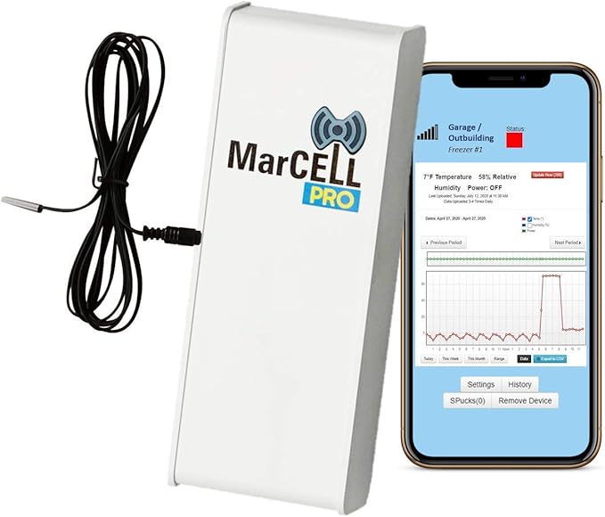 MarCELL PRO - Professional Level Remote Temperature, Humidity & Power Monitor - No WiFi Needed (Uses AT&T Network) - RV, Network Room, Freezer, Home - Instant Phone Call Alerts - Made in The USA by MarcellMonitoringSystems