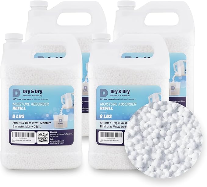 Dry & Dry Moisture Absorbers Refill Beads (32 LBS) - Home Basement Bedroom Small Dehumidifiers & Moisture Absorbers by DryDry