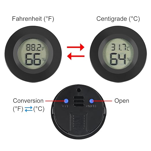 4pcs Mini Hygrometer Thermometer Digital LCD Monitor Indoor/Outdoor Humidity Meter Gauge Temperature for Humidifiers Dehumidifiers Greenhouse Reptile Plant Humidor Fahrenheit(℉) or Celsius(℃) (Black) - Image 2