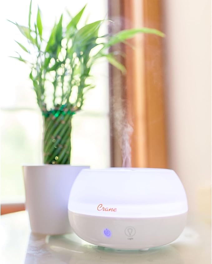 Crane Portable Ultrasonic Travel Humidifier & Aroma Diffuser – 0.2 Gallon Cool Mist, No Filter Required, Optional Essential Oil Tray, Whisper-Quiet for Babies, Travel, & Small Rooms (White) - Image 8