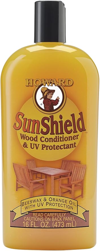 Howard Products SunShield Beeswax Furniture Polish - Outdoor Furniture Wax, Beeswax Wood Polish and Protection for Wood, 16 Fl Oz, Pack of 1, Yellow by HowardProducts