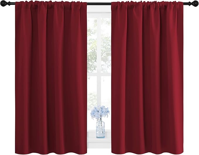 NICETOWN Burgundy Curtains Blackout Drape Panels - Lights Block Out Window Treatment Curtain Sets for Home Decoration on Christmas & Thanksgiving Day (Set of 2 Panels, 42 by 48-Inch) - Image 2