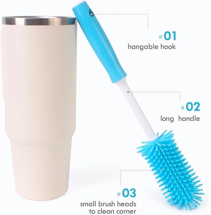 3 Pack Cleaner Brush Kit for Stanley, Bottle Cleaner Brush Set with Straw Brush Cleaner and Cup Lid Cleaning Brush for Stanley Cup, Tumbler Cups, Drinking Glass (Blue) - Image 4
