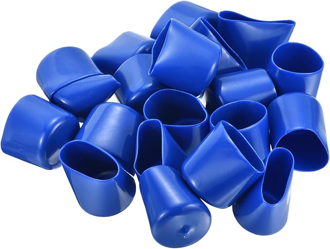 uxcell 20pcs Rubber End Caps 30mm ID Vinyl PVC Round Tube Bolt Cap Cover Screw Thread Protectors Blue - Image 4