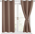 Hiasan Short Blackout Curtains for Bedroom - Thermal Insulated & Light Blocking Window Curtains for Living Room, 2 Drape Panels Sewn with Tiebacks, Cappuccino, 42 x 45 Inch by Hiasan