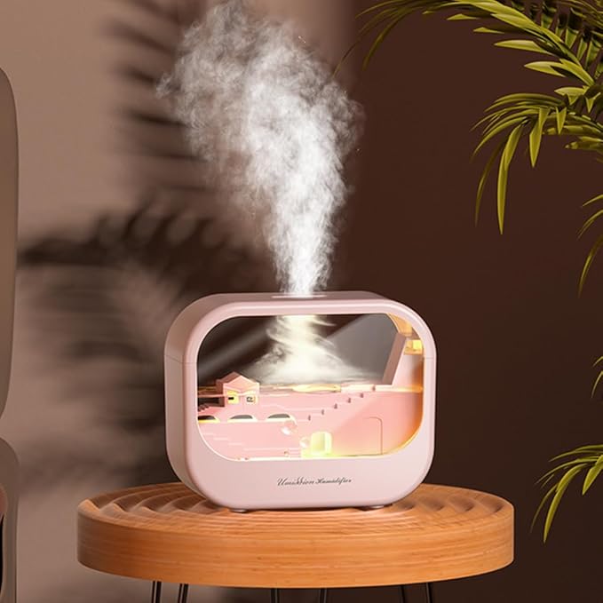 Essential Oil Diffuser, Cute Humidifier with 7 LED Light Colors, Waterless Auto Shut-Off & Timer Setting Cool Mist Humidifier Diffuser for Spa Home Yoga Office Bedroom(Pink) by Dgffan