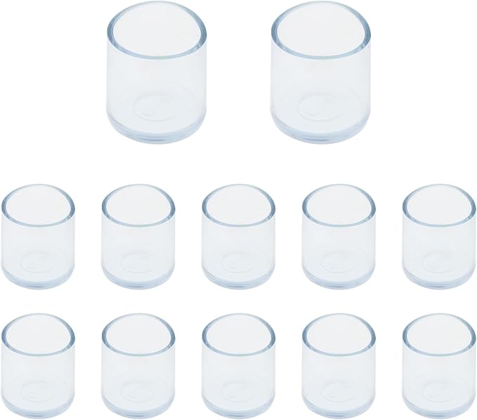 Round Chair Leg Caps,PVC Furniture Feet Covers,TTZEZE Transparent Round Floor Protectors,Clear Table Feet Covers Preventing Plastic Chair Leg Covers Scratches and Noise 19mm/0.75'', 12 by TTZEZE