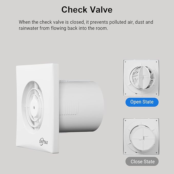 4 Inch Wall Mount Bathroom Exhaust Fan, Plug in Wall Exhaust Fan, 56 CFM Quiet Bathroom Window Fan with Backdraft Damper for Kitchen, Toilet, Workshop, 12W, 34 dB, White - Image 4