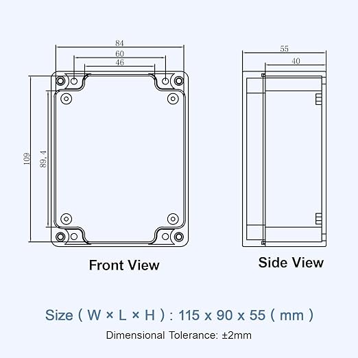 LeMotech Junction Box with Clear Cover IP65 Waterproof Project Box Dustproof ABS Plastic Electrical Project Boxes Universal Enclosure, Black 4.5"x 3.5"x 2.1"(115x90x55mm)(Pack of 2) - Image 8