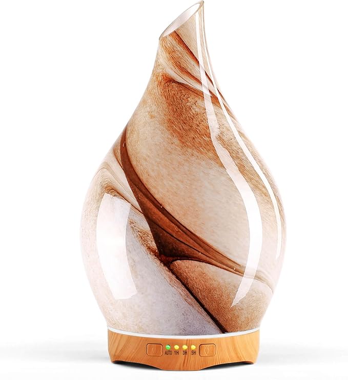 Porseme 280ml Essential Oil Diffuser Glass Color Changing Aroma Air Diffusers Aromatherapy Ultrasonic Cool Mist Humidifier 7 Running Hours Waterless Auto-Off for Sleeping, Yoga, Office, Spa (Desert) by Porseme