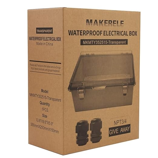MAKERELE Outdoor Junction Box ABS Plastic Waterproof Universal Electrical Project Box Grey Enclosure with Transparent Cover 13.8×9.8×5.9inch（350×250×150mm） - Image 7