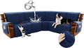 Arfntevss Waterproof Recliner Sectional Couch Covers for Reclining L Shape Sofa Cover Non Slip Washable L Shaped Slipcover Set for Dog Furniture Protector (5 Seat with 1 Console Cover, Midnight Blue) by Arfntevss