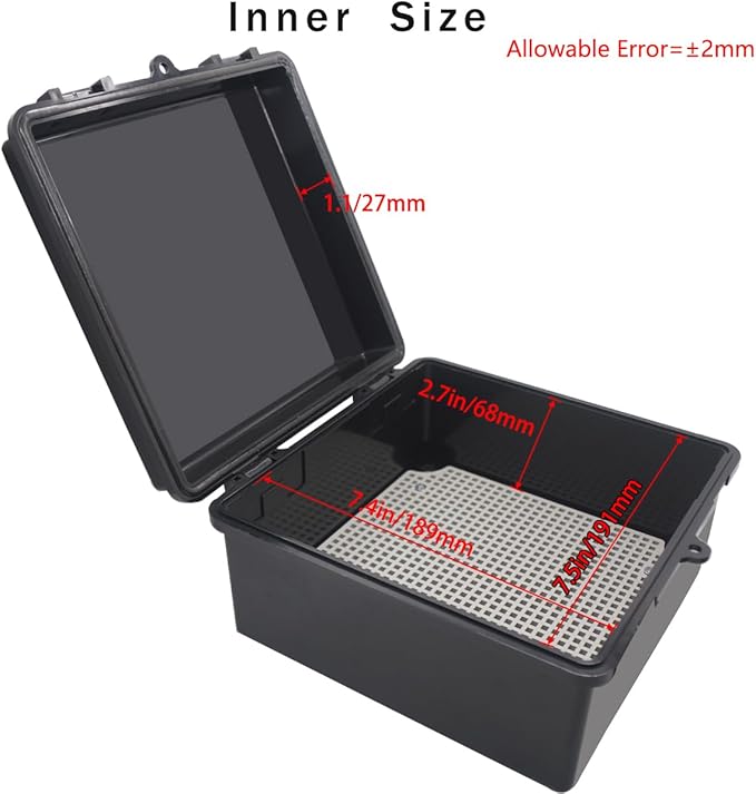 Junction Box, Hinged Black Cover IP67 Waterproof ABS Project Box with Mounting Plate Electrical Box Enclosure with Wall Bracket 8.3 x 8.3 x 4.3inch(210x210x110mm) - Image 3