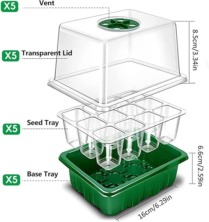 payanwin 6-Pack Seed Starter Tray Kit with Grow Light, Adjustable Brightness & Timing Controller, Seedling Trays with Humidity Domes & Heightened Lids, Thicken Design, Ideal for Indoor Plant Growth - Image 6