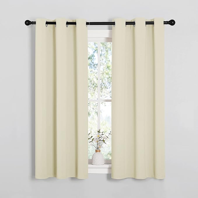 NICETOWN Room Darkening Draperies Window Curtain Panels, Thermal Insulated Grommet Room Darkening Curtains for Bedroom (Beige, 2 Panels, W34 x L54 -inch) by NICETOWN