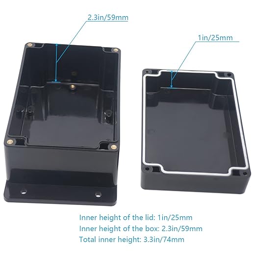 Junction Box, Zulkit Project Box Waterproof Dustproof IP65 ABS Universal Electrical Boxes Enclosure with Fixed Ear Black 6.30 x 4.33 x 3.54 inch (160 x 110 x 90 mm)(Pack of 1) - Image 6