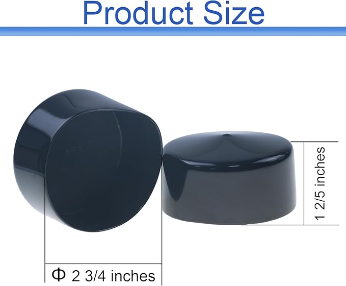 Acocony 2 3/4 Inch Rubber Cap Round 2.75 Inch Rubber End Caps PVC Flexible Protector Plastic Plugs for Round Holes Black Pack of 8 - Image 2