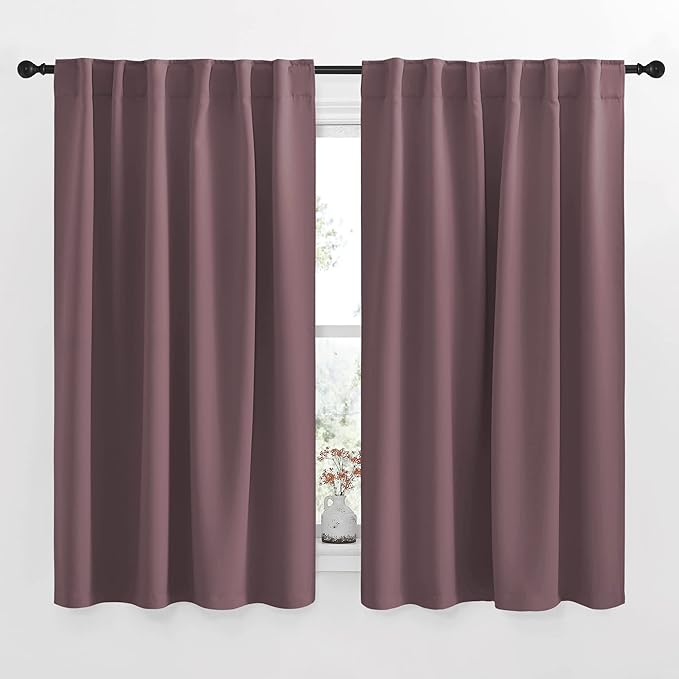 NICETOWN Blackout Curtain Panels for Living Room - (Dry Rose Color) 52x63 inch, 2 Panels Set, Room Darkening Blackout Drapes for Window by NICETOWN