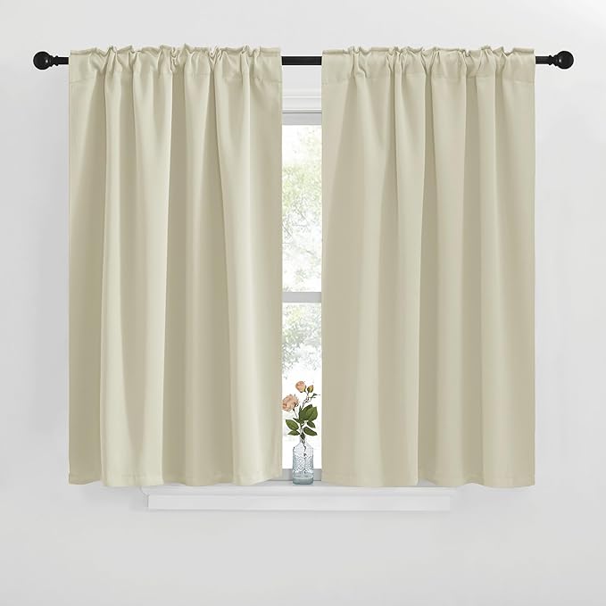 NICETOWN Blackout Curtain Panels for Living Room - (Beige Color) 29x36 inch, 2 Panels Set, Room Darkening Blackout Drapes for Window - Image 2