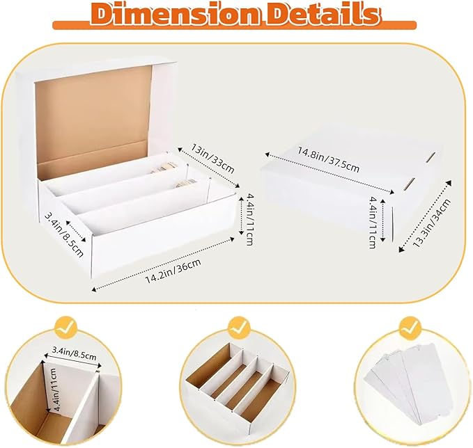 8 Set Sports Card Storage Boxes 3150 Count Bulk Card Trading Cards Collection Box Cardboard Card Storage Box for Card Game Baseball Card Sorting Tray Cases Cards with 10 Dividers Collector Cards Boxes - Image 2