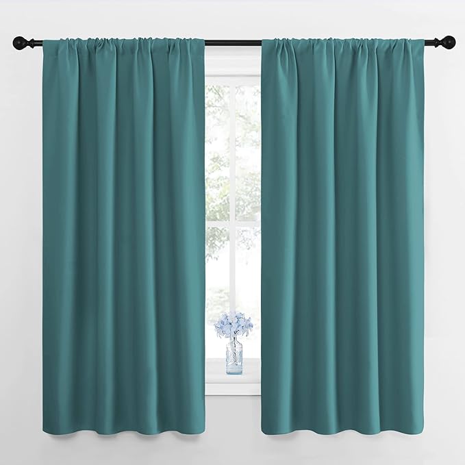 NICETOWN RV Blackout Curtains for Camper Windows, Sea Teal, 29" Wide by 50" Long, 2 PCs, Short Blackout Curtains & Drapes, Thermal Insulated Blackout Curtain Panels for Kids Room, Play Room by NICETOWN