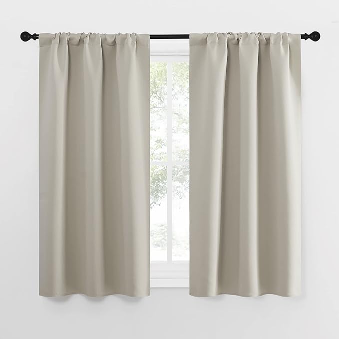 NICETOWN Blackout Curtains for Living Curtains, Room Darkening Window Curtain Panels, Easy-Care Solid Thermal Insulated Draperies/Drapes for Daughter Room (Natural, 2 Panels, 34 by 54) by NICETOWN
