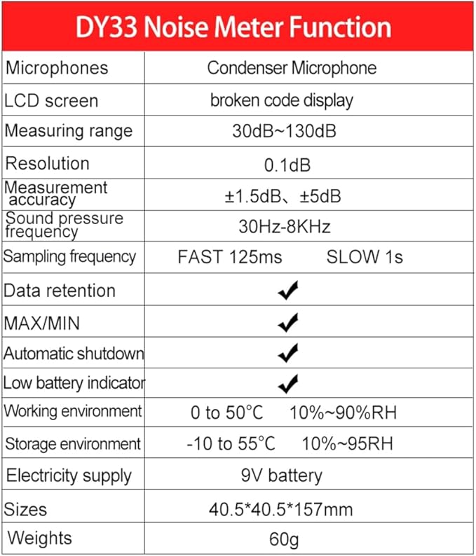 REDYY Sound Leveling Meter,High Precisions Sound Leveling Meter Decibel Noise Tester Digital Noise Meter Simple to Use for Environmental Monitoring - Image 3