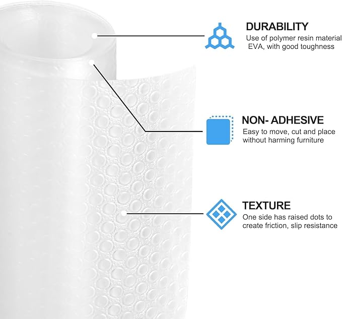 Bloss Shelf Liner, 24×196.9 inch Shelf Liners for Kitchen Cabinets Non-Adhesive, EVA Drawer Liner, Cabinet Liner for Bathroom, Kitchen, Desks, Refrigerator, Shelves-Clear - Image 2