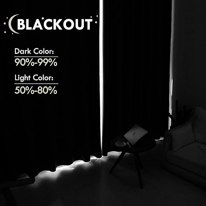 DWCN Blackout Curtains Room Darkening Thermal Insulated Bedroom Curtains Window Curtain Panels, 52 x 84 inches Long, Set of 2 Yellow Rod Pocket Drapes - Image 3