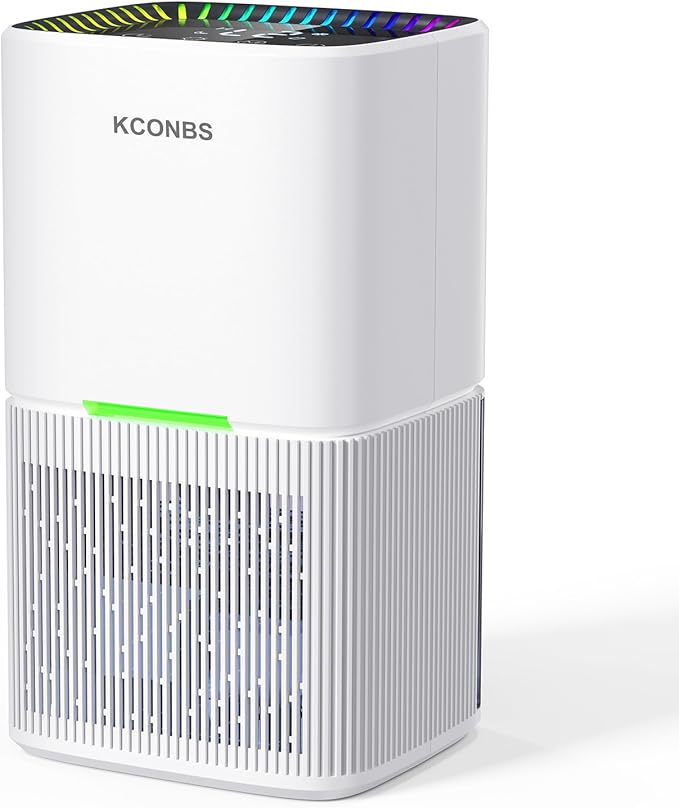 Dehumidifier, 60 OZ Water Tank, Dehumidifiers for Home, 500 sq. ft. Dehumidifier for Basement Bathroom Bedroom with Auto Shut Off, 7 Colors LED Light, Quiet Dehumidifiers with Sleep Mode (White) by Unknown
