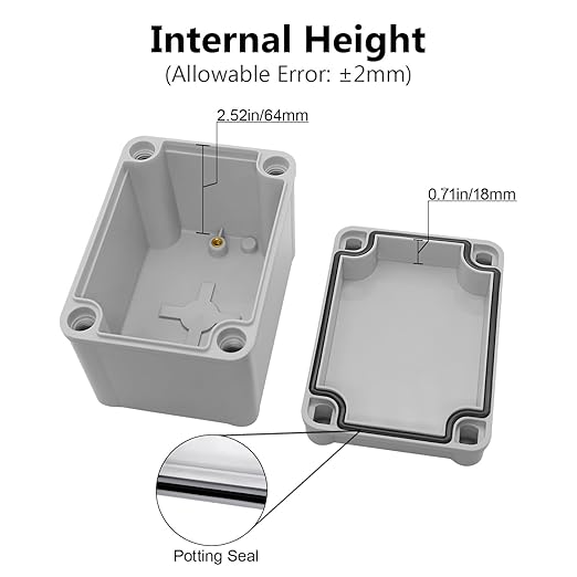 LeMotech Junction Box IP67 Waterproof Dustproof ABS Plastic Project Box for Electrical Outdoor Enclosure Gray 4.3 x 3.1 x 3.3 inch (110 x 80 x 85 mm) - Image 4
