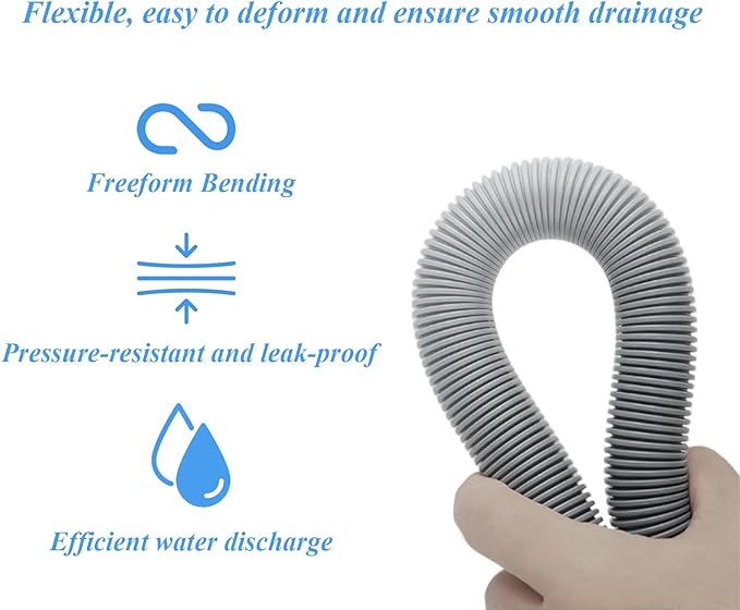 6.5ft Washing Machine Drain Hose Extension Kit - Universal for Washer, Dishwasher & Dehumidifier, 7-Piece Set with U-Bracket, 4 Clamps & Adapter - Image 6