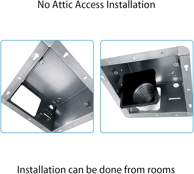 Tech Drive Bathroom Fan with Light 110 CFM, 1.2Sone No Attic access Needed Installation,Very Quiet Bath Ventilation and Exhaust Fan with LED Light 4000K 800LM, 4inch Duct,White Plastic Grille - Image 5