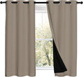 NICETOWN Taupe 100% Blackout Curtains 2 Panels with Black Liners, Thermal Insulated Full Blackout 2-Layer Lined Drapes, Noise Cancellation Window Draperies for Dining Room (42-inch W by 54-inch L) by NICETOWN