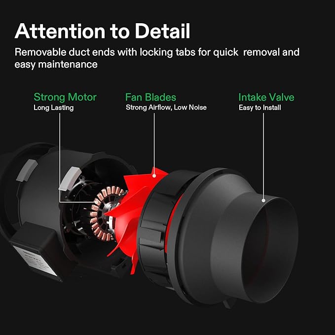 VIVOSUN Grow Tent Ventilation System, 6 Inch Inline Duct Fan with Speed Controller, 6'' Carbon Filter, and 16ft. Ducting Combo, Air Cooling and Filtration Kit for Grow Tent, Hydroponics - Image 3