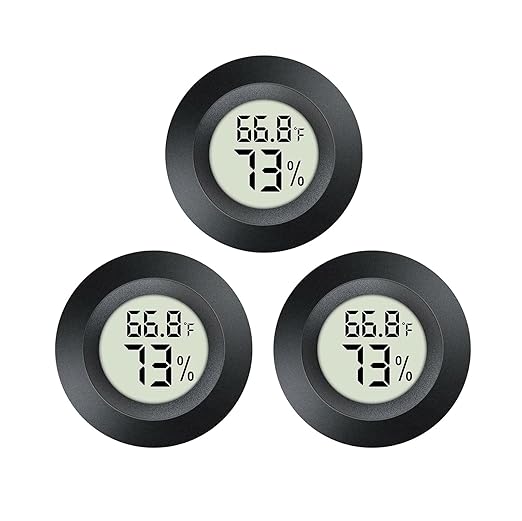 3pcs Mini Hygrometer Thermometer Indoor Outdoor Round Humidity Meter Temperature Gauge Humidity Sensor Fahrenheit Switchable Celsius Monitor for Reptile Jars 3D Printer by Maiweitong
