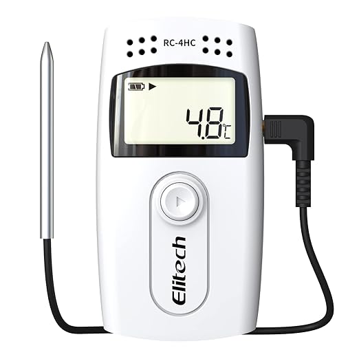 Elitech Digital Temperature Humidity Data Logger Medical Refrigerator Thermometer Vaccine Fridge Temperature Monitor, RC-4HC, 5 Pack by Elitech