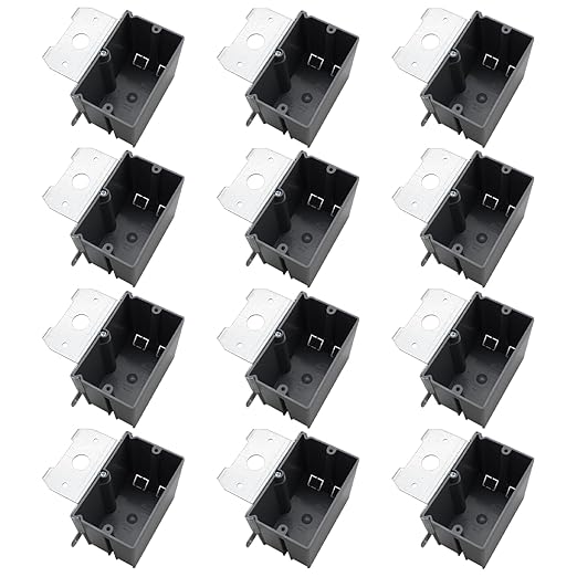 MAKERELE Single Gang Adjustable Junction Box Plastic, 21 Cubic Inches Adjustable Switch Box, Grey Adjustable Depth Electrical Box,for Construction, ETL Certified(12 Pack) by MAKERELE