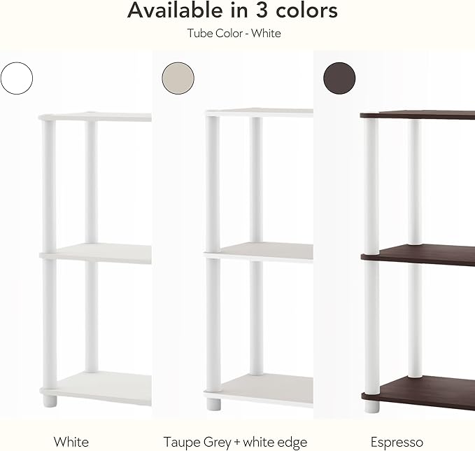 Homes: Inside + Out Apexa Modern 3-Tier Wide Shelving Units, Collectibles Display Shelves, Easy Assembly Standing Shelf, Home Storage Organizer for Living Room, Bedroom, Office, Taupe Grey - Image 4