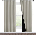 NICETOWN 100% Blackout Window Curtain Panels, Full Light Blocking Drapes with Black Liner for Nursery, 78-inch Drop Thermal Insulated Draperies (Natural, 2 Pieces, 55-inch Wide Per Panel) by NICETOWN