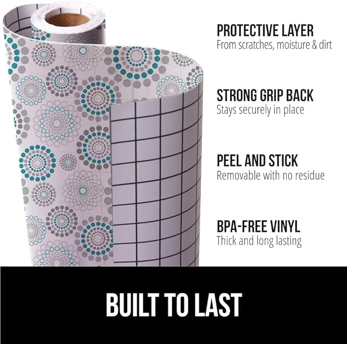 GORILLA GRIP Peel and Stick Paper, Removable Cover for Books, Shelves, Countertops, Drawers, Cabinets and Crafts, Easy Install Kitchen Decor, Shelf, Drawer, Cabinet Liners, 11.8 in x 10 FT Spiral Turq - Image 2