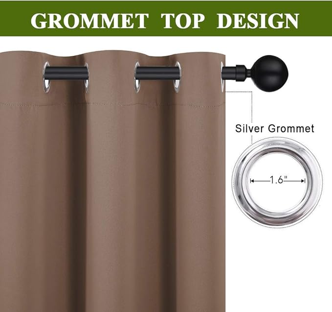 NICETOWN Wall Dividers for Rooms, Room Divider Curtain Screen Partition, Function Thermal Blackout Patio Door Panel, Sliding Door Insulated Curtain for Theater, Cappuccino, 8.3ft Wide x 9ft Long - Image 2