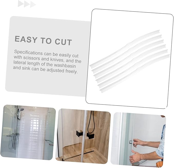 LIFKOME 6pcs Bathroom Water Baffle Sealing Strip Easy Install Silicone Shower Strip Water Retaining Tool - Image 3