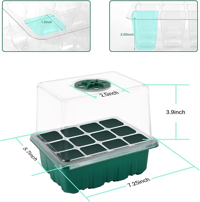 Seed Starter Tray with Light, 6PCS Seed Starter Kit with Grow Light, Seedling Starter Trays with Humidity Domes, Covers Height 3.9", Indoor Gardening Plant Germination Trays (12 Cells per Tray) - Image 6