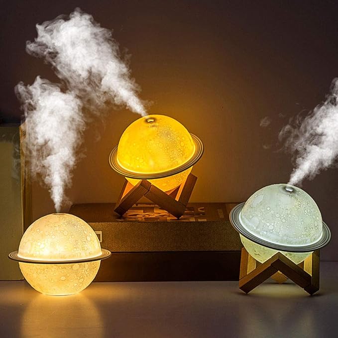 Moon Lamp Humidifier, 2 in 1 Moon Night Light & Humidifiers with USB Recharge, 3 Colors 3D LED Moon Light with Stand, Aromatherapy Diffuser for Kids Friend Lover Birthday Gift Bedroom Home Decor 200ml - Image 5