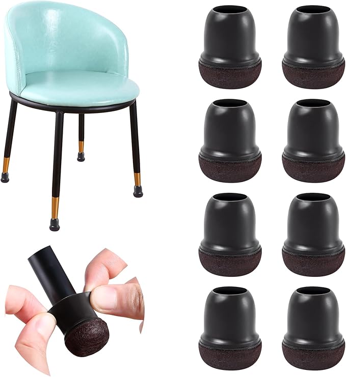 Extra Small Chair Leg Floor Protectors, 16PCS Silicone Chair Leg Caps, Felt Chair Leg Pads for Hardwood Floors, Round Metal Barstool Leg Floor Protectors, Anti-Scratches & Noice(Black, Fit:0.5"-0.75") by GAGUIUP